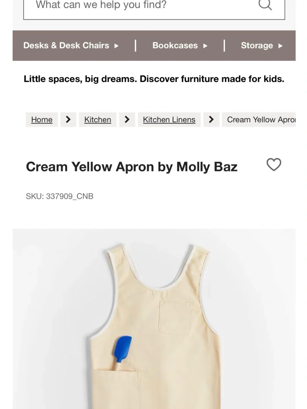 NWT Molly Baz for Crate&Barrel Cream Yellow Apron